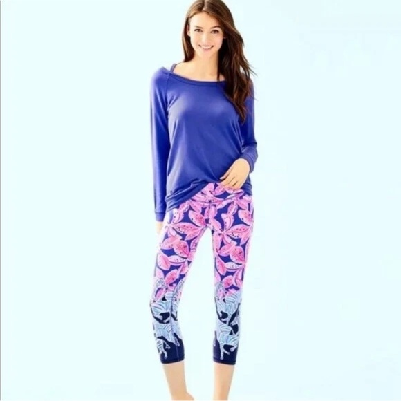 Lilly Pulitzer Pants - Lilly Pulitzer Luxletix Juliena Weekender Crop Royal Purple Wild Size Medium